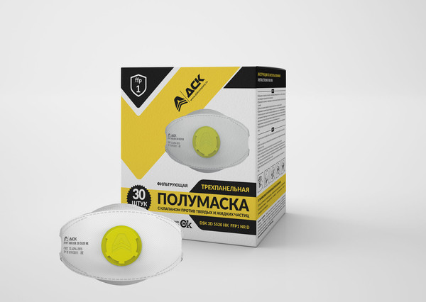 Изображение товара Респиратор ДСК 3D 5520 НК с клапаном FFP1 / РЕС46 067 (30шт)