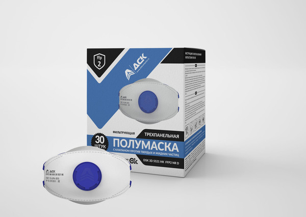 Изображение товара Респиратор ДСК 3D 5521 НК с клапаном FFP2 / РЕС46 070 (30шт)