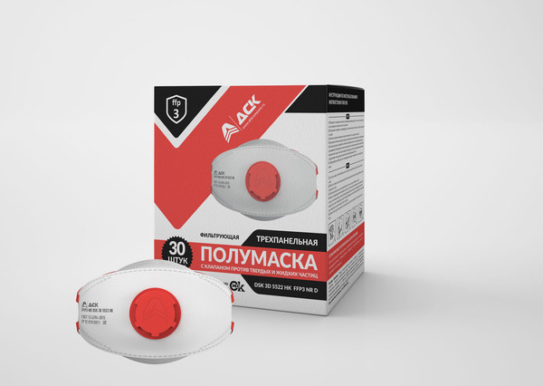 Изображение товара Респиратор ДСК 3D 5522 НК с клапаном FFP3 / РЕС46 073 (30шт)