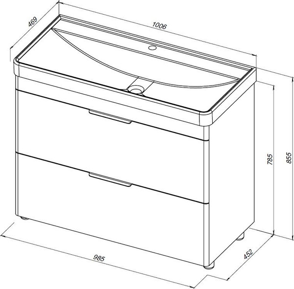 Изображение товара Тумба под умывальник Aquanet Ирис New 100 / 339257 (белый глянцевый)