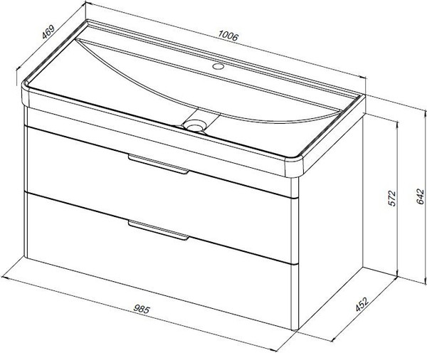 Изображение товара Тумба под умывальник Aquanet Ирис New 100 / 339280 (белый глянцевый)