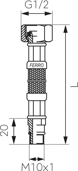 Изображение товара Гибкая подводка Ferro 1/2 WBS21