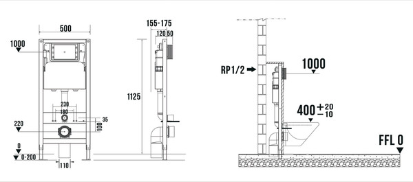 Изображение товара Инсталляция для унитаза Terminus 33iP50x112R