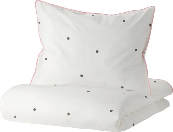 Изображение товара Пододеяльник с наволочками Ikea Vankrets 105.047.26 (белый/розовый)