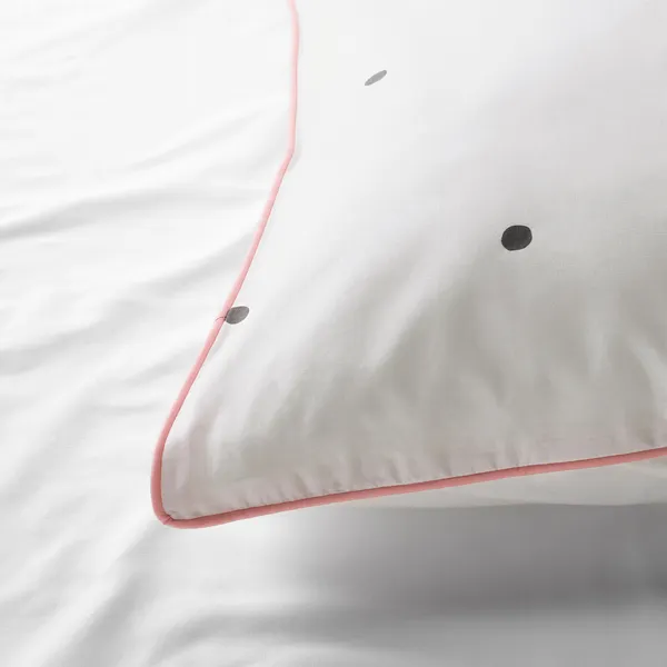 Изображение товара Пододеяльник с наволочками Ikea Vankrets 105.047.26 (белый/розовый)