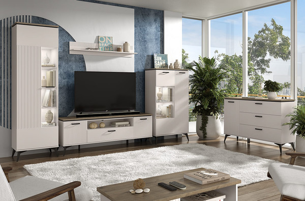 Изображение товара Шкаф с витриной Anrex Vinati 1V1D P (персидский жемчуг/амарок)