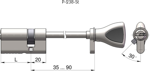 Изображение товара Цилиндровый механизм замка Crit Р-238-ST 60/20/80
