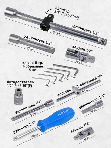 Изображение товара Набор автоинструмента Forsage F-41082-5L New (54537)