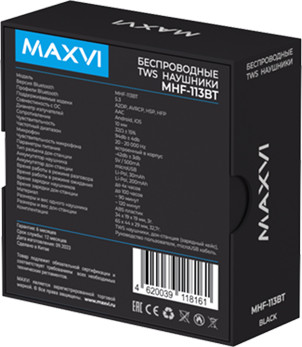 Изображение товара Беспроводные наушники Maxvi TWS MHF-113BT (черный)
