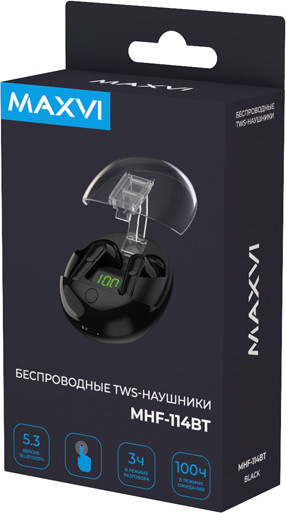 Изображение товара Беспроводные наушники Maxvi TWS MHF-114BT (черный)