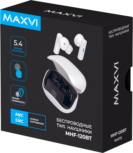 Изображение товара Беспроводные наушники Maxvi TWS MHF-120BT (белый)