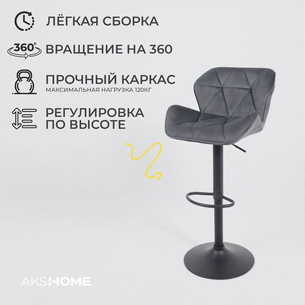 Изображение товара Стул AksHome Berlin (темно-серый велюр HCJ-40/черный)