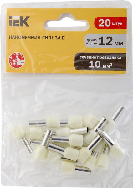 Изображение товара Набор наконечников-гильз для кабеля IEK UGN10-4-010-07-12 (20шт, слоновая кость)