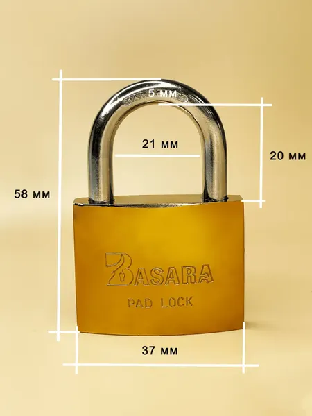 Изображение товара Замок навесной Basara 38мм BS-40 GP (золото, 3 ключа)