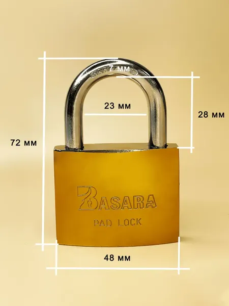 Изображение товара Замок навесной Basara 50мм BS-50 GP (золото, 3 ключа)
