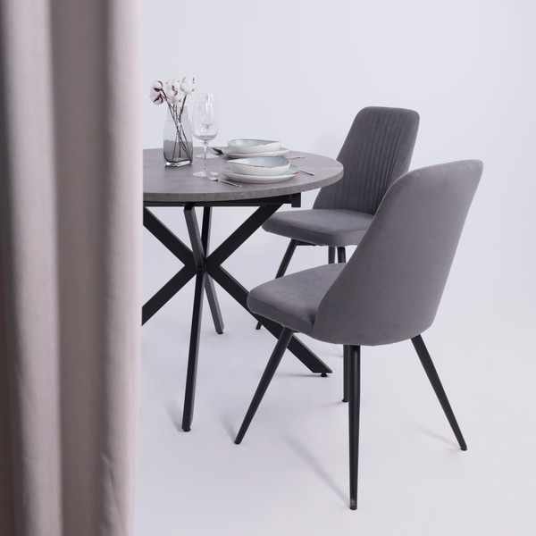 Изображение товара Обеденный стол Listvig Vega D100x135x75 (камень темный/черный)