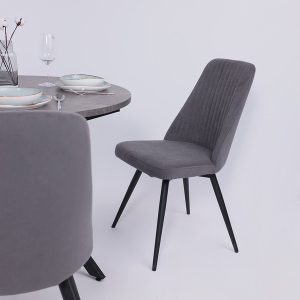 Изображение товара Обеденный стол Listvig Vega D100x135x75 (камень темный/черный)