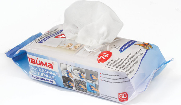 Изображение товара Влажные салфетки для дома Laima Универсальные 7в1 / 605659 (80шт)