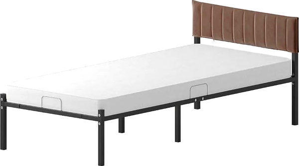 Изображение товара Двуспальная кровать Домаклево Лофт Компакт 80x200 (черный/коричневый велюровый чехол)