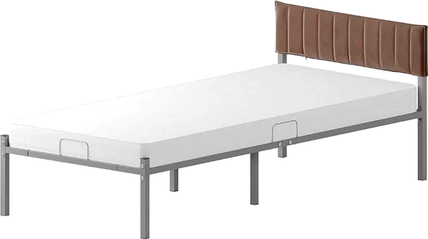 Изображение товара Двуспальная кровать Домаклево Лофт Компакт 90x200 (серый/коричневый велюровый чехол)