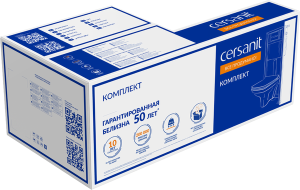 Изображение товара Унитаз подвесной с инсталляцией Cersanit City Smart CO DPL EO Slim + Link PRO / 68308 (с кнопкой Twins черный матовый/золото)