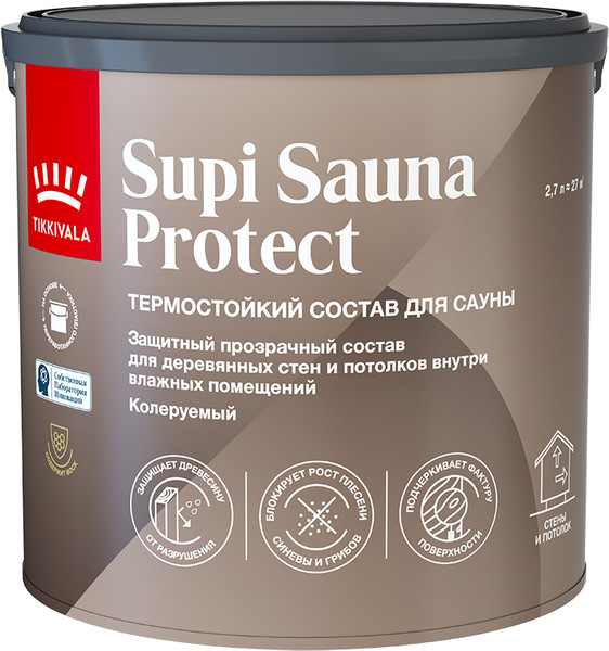 Изображение товара Пропитка для дерева Tikkivala Supi Sauna Protect EP (2.7л)