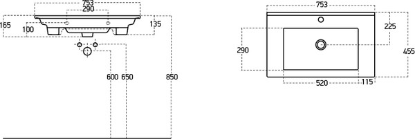 Изображение товара Тумба с умывальником Гамма Р27оФ8/1-У 75 Атриа 9075