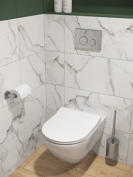 Изображение товара Унитаз подвесной с инсталляцией Cersanit Brasko Smart CO DPL EO Slim + Vector / 68302 (c кнопкой Twins хром глянцевый)