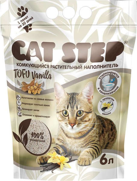 Изображение товара Наполнитель для туалета Cat Step Tofu Vanilla / 20333031 (2.8кг)