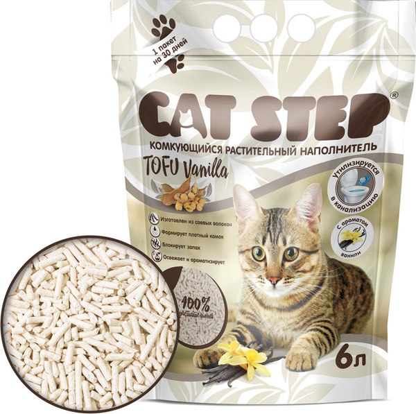 Изображение товара Наполнитель для туалета Cat Step Tofu Vanilla / 20333031 (2.8кг)