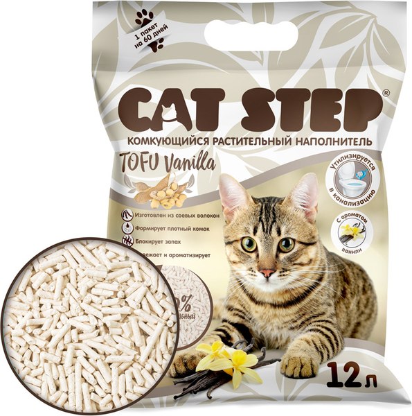 Изображение товара Наполнитель для туалета Cat Step Tofu Vanilla / 20333032 (12л/5.567кг)
