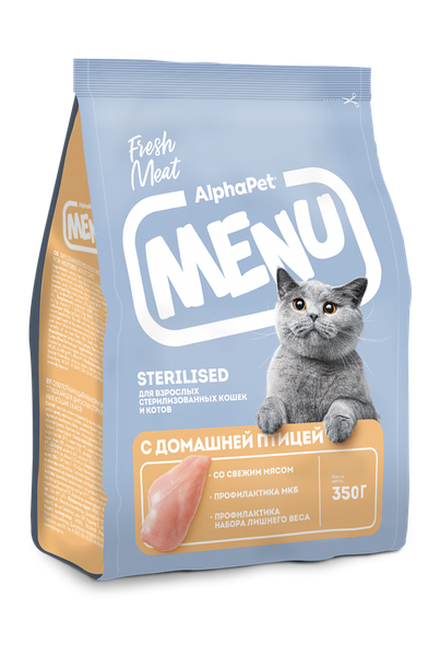 Изображение товара Сухой корм для кошек AlphaPet Menu для стерилизованных с птицей / 130003 (350г)