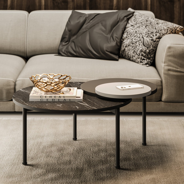 Изображение товара Журнальный столик Involux Неаполь 212S003 (черный мрамор/черный/серый/металл черный)