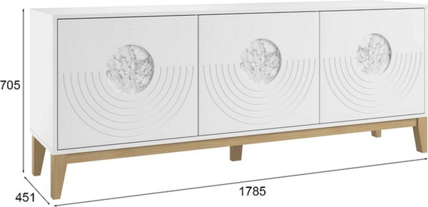 Изображение товара Тумба Involux Неаполь 212T002 (белый премиум с фрезеровкой/стеклянная вставка мрамор/опоры массив)