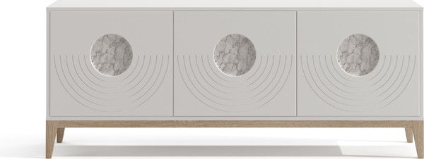 Изображение товара Тумба Involux Неаполь 212T002 (белый премиум с фрезеровкой/стеклянная вставка мрамор/опоры массив)