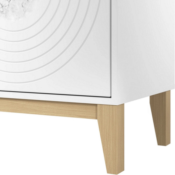 Изображение товара Тумба Involux Неаполь 212T002 (белый премиум с фрезеровкой/стеклянная вставка мрамор/опоры массив)