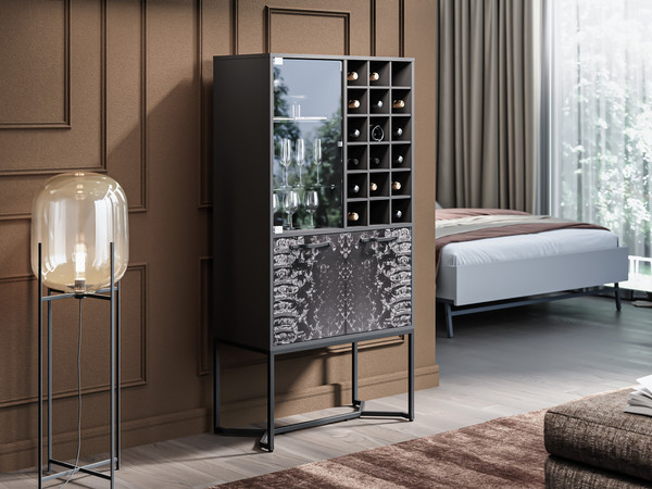 Изображение товара Тумба Involux Неаполь 227H002 (графит с печатью/металл черный)