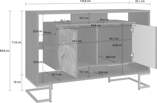 Изображение товара Тумба Involux Неаполь 227T002 (графит с печатью/металл цвета золото)