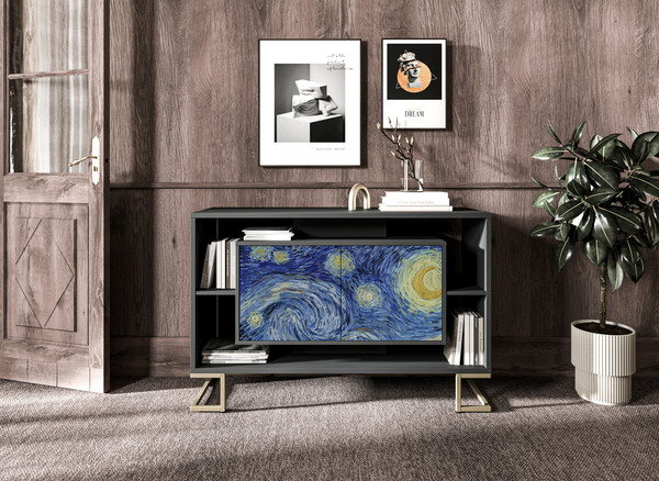 Изображение товара Тумба Involux Неаполь 227T002 (графит с печатью/металл цвета золото)