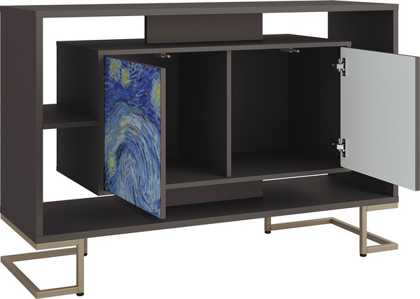 Изображение товара Тумба Involux Неаполь 227T002 (графит с печатью/металл цвета золото)