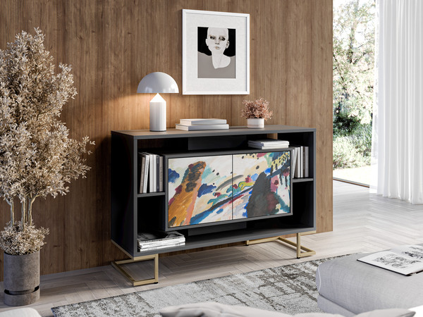 Изображение товара Тумба Involux Неаполь 227T012 (графит с печатью/металл цвета золото)