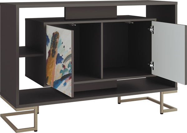 Изображение товара Тумба Involux Неаполь 227T012 (графит с печатью/металл цвета золото)