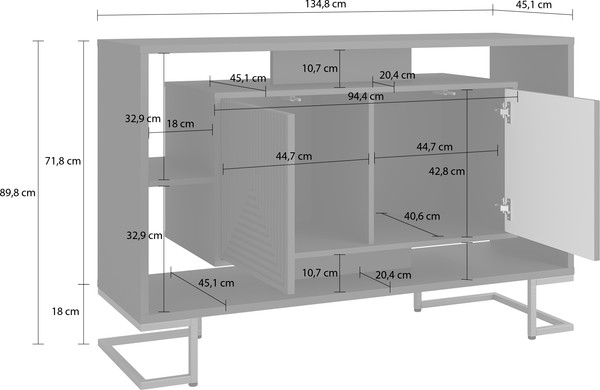 Изображение товара Тумба Involux Неаполь 227T112 (графит/черный матовый с фрезеровкой/металл золото)