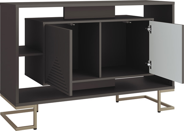 Изображение товара Тумба Involux Неаполь 227T112 (графит/черный матовый с фрезеровкой/металл золото)