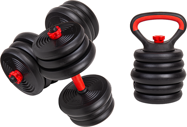 Изображение товара Набор гантелей Ametist Со штангой и гирями 6 в 1 (20кг)