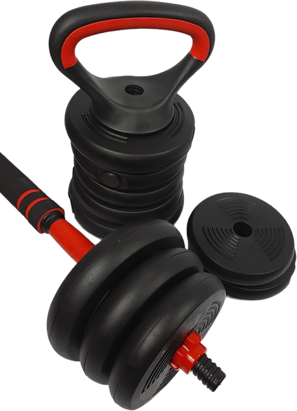 Изображение товара Набор гантелей Ametist Со штангой и гирями 6 в 1 (20кг)