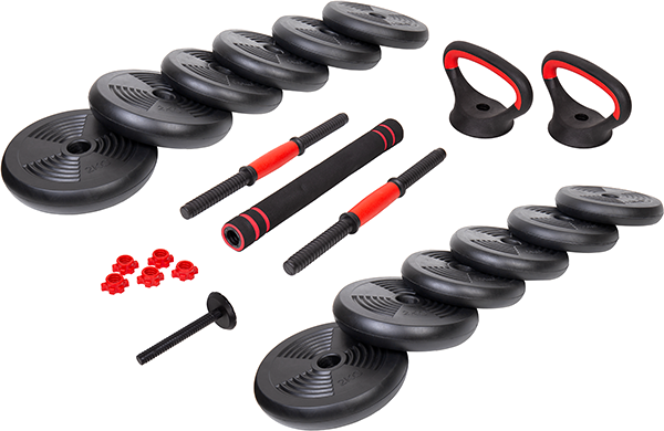 Изображение товара Набор гантелей Ametist Со штангой и гирями 6 в 1 (20кг)