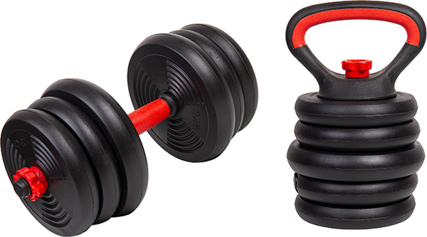 Изображение товара Набор гантелей Ametist Со штангой и гирями 6 в 1 (20кг)