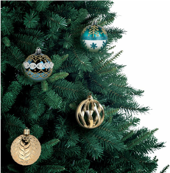 Изображение товара Набор шаров новогодних Золотая сказка 592176 (12шт, бирюзовый/золотой)