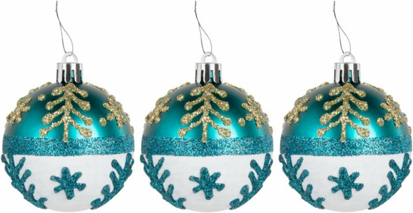 Изображение товара Набор шаров новогодних Золотая сказка 592176 (12шт, бирюзовый/золотой)